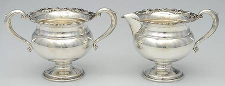 1020 (Sterling, Hollowware) Mini Sterling Creamer and Open Sugar