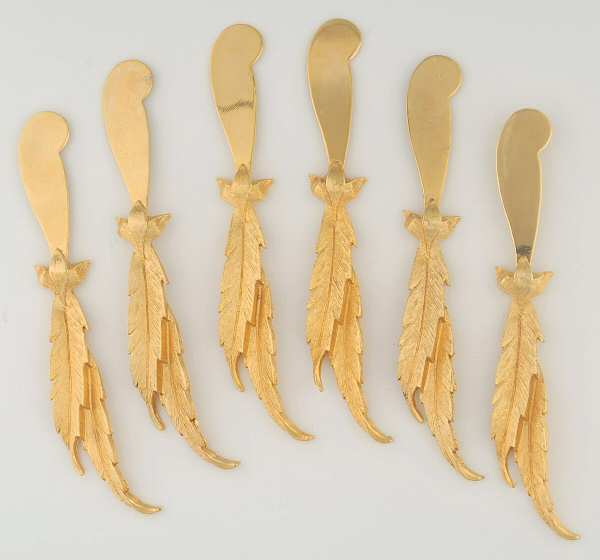 TNF1 (Gold Electroplate) Butter Spreader Flat Handle - Set of 6