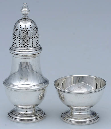 22601 (Sterling, Hollowware) Sterling Open Salt and Pepper Individual