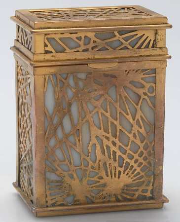 Pine Needles (Plated Copper, Hollowware) 2 Deck Card Case with Caramel Glass