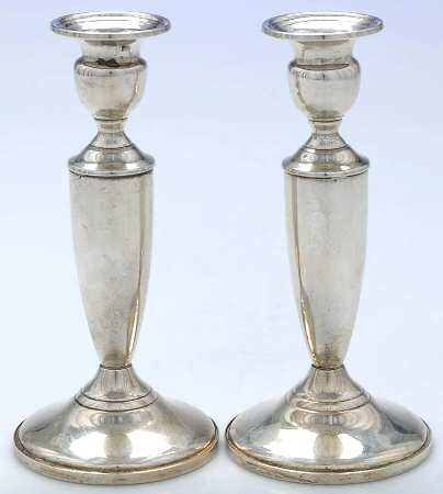 035 (Sterling, Hollowware) Pair of 7" Weighted Candlestick