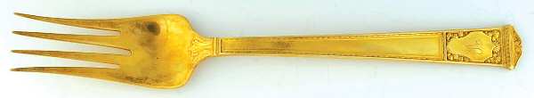 San Lorenzo Gold (Sterling, Gold Vermeil) Large Solid Cold Meat Serving Fork