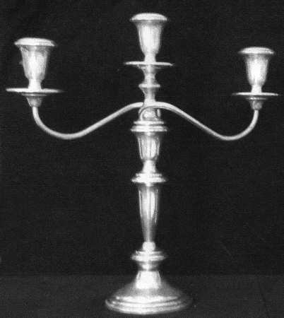 730 (Sterling, Hollowware) 3 Light Candelabra Weighted w/Drip Cups