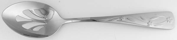 Old World Floral-Flat Tip (Stainless) Pierced Tablespoon (Serving Spoon)