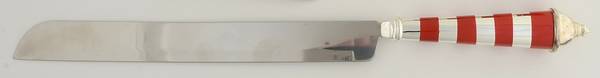 Red Stripe (Silverplate) Wedding Cake Knife with Stainless Blade