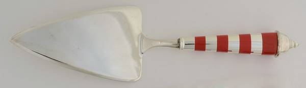 Red Stripe (Silverplate) Pie & Cake Server with Stainless Blade