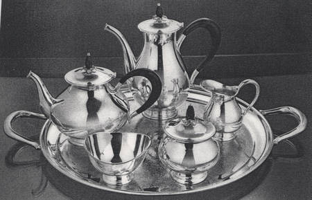Pineapple (Silverplate, Hollowware) 6-Piece Plated Tea Set (Waste & Tray)