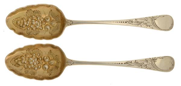 TWJ2 (Sterling) (Set/2) Solid Berry/Casserole Spoon w/Raised Bowl