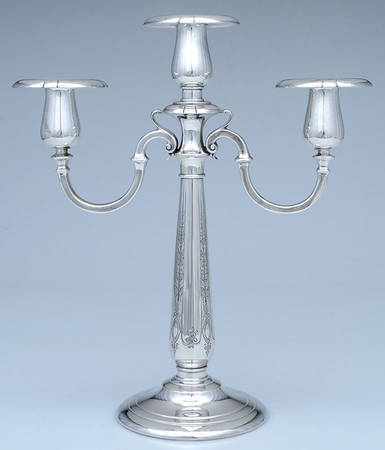 Chased Diana (Sterling, Hollowware) 11" Weighted 3 Light Candelabra