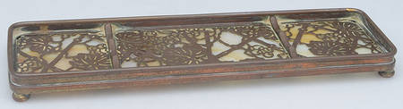 Grapevine (Plated Copper, Hollowware) Pen Tray with Caramel Glass