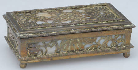 Grapevine (Plated Copper, Hollowware) Stamp Box & Tray with Caramal Glass