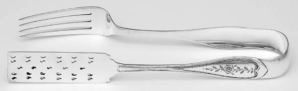 Oval Thread-Engraved (Sterling) Large Solid Sandwich Tongs Variant