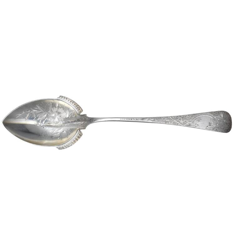 THB5 (Sterling) Salad Serving Spoon Solid Oversize Bright Cut