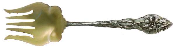 Narcissus (Sterling, 1890, No Monograms) Small Solid Tined Sardine Serving Fork