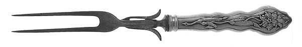 Narcissus (Sterling, 1890, No Monograms) Large Stainless-Prong Roast Carving Fork