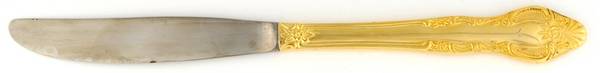UNF164 (Gold Electroplate) Modern Solid Knife by Unknown Mfg Silver
