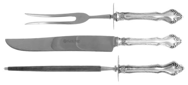 UNF443 (Nickel) Large 3-Piece Roast Carving Set w/ Stainless Blade