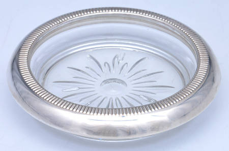 Sterling Hollowware Crystal Coaster with Sterling Rim
