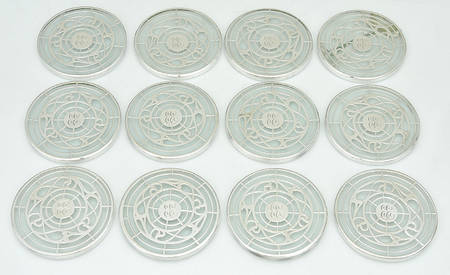 Sterling Hollowware Crystal Coaster with Sterling Overlay - Set of 12
