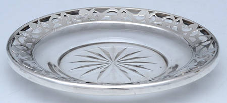 Sterling Hollowware Crystal Lemon Dish with Sterling Rim