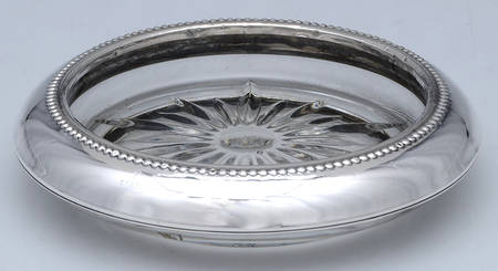 Sterling Hollowware Crystal Coaster with Sterling Rim