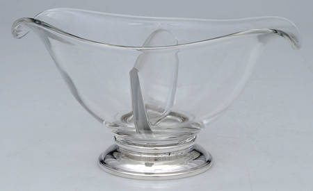 Sterling Hollowware Crystal Condiment Bowl with Sterling Base