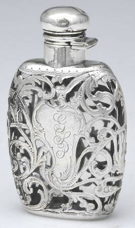 Sterling Hollowware Crystal Flask with Sterling Overlay