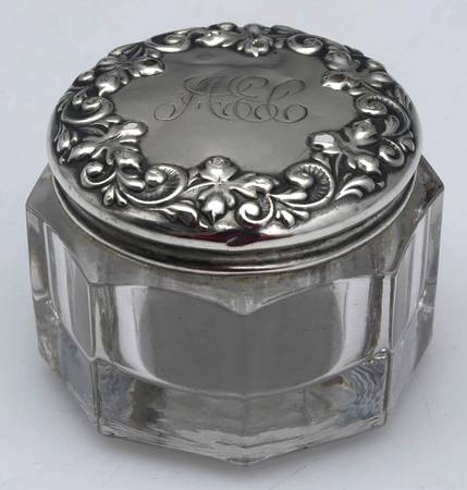 Sterling Hollowware Dresser Jar with Crystal Bowl No Sterliing Lid