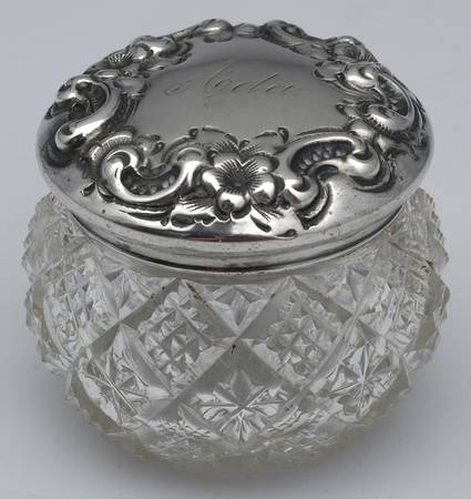 Sterling Hollowware Crystal Cream Jar with Sterling Lid