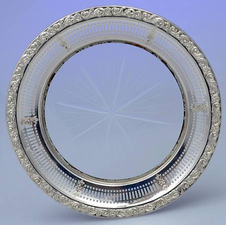 Sterling Hollowware Crystal Lemon Dish with Sterling Rim