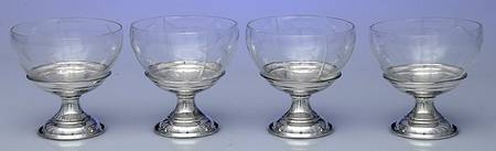 Sterling Hollowware Glass Liquor Cocktail with Metal Stem - Set of 4