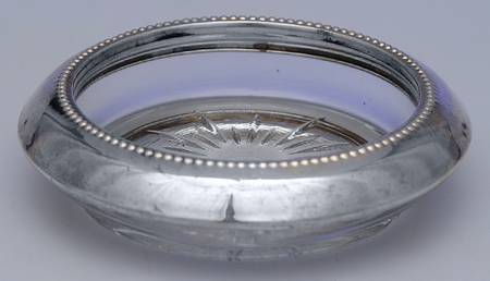 Sterling Hollowware Crystal Coaster with Sterling Rim