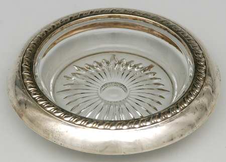Sterling Hollowware Crystal Coaster with Sterling Rim