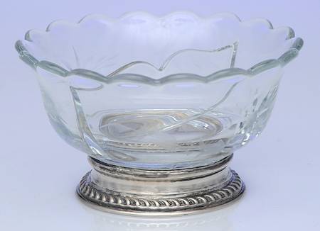 Sterling Hollowware Crystal Condiment Bowl with Sterling Base