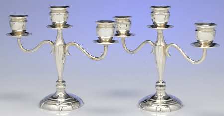 Sterling Hollowware Pair of 8" 3 Light Candelabras
