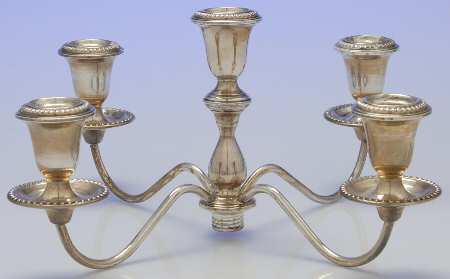 Sterling Hollowware 5-Light Sterling Candelabra Branch Drip Cup