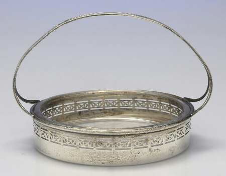 Sterling Hollowware Round Handled Bon Bon W/Glass Liner