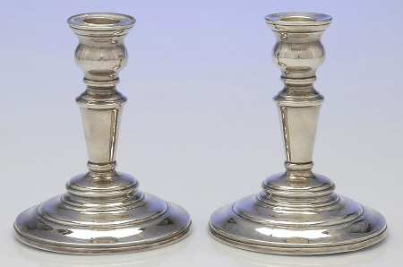 Sterling Hollowware Pair of 5" Console Candleholders