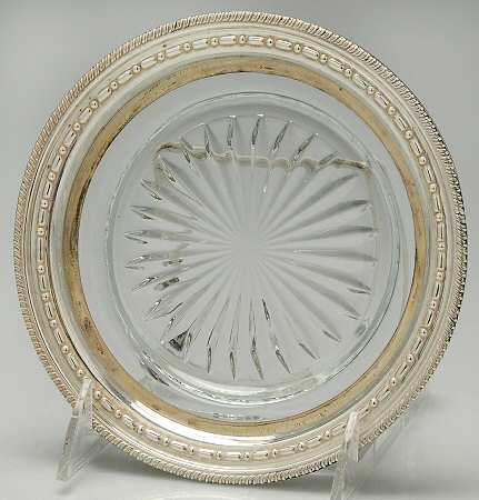 Sterling Hollowware Crystal Wine Coaster with Sterling Lip