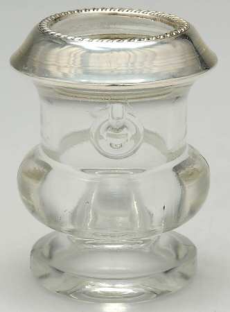 Sterling Hollowware Crystal Toothpick Holder with Sterling Rim