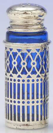 Sterling Hollowware Pepper Shaker W/Cobalt Liner