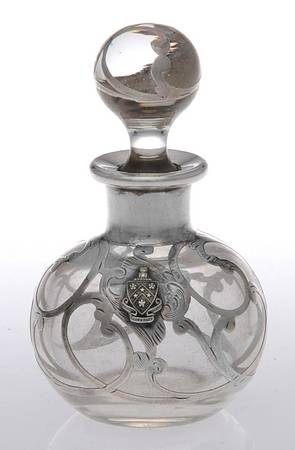 Sterling Hollowware Crystal Perfume Base with Sterling Overlay