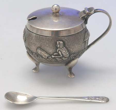 Sterling Hollowware Master Salt with Hinged Lid & Spoon-No Liner
