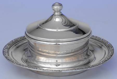 Sterling Hollowware Round Covered Butter Dish & Strainer