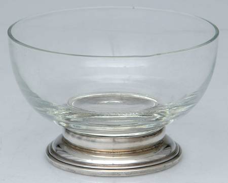 Sterling Hollowware Crystal Open Sugar Bowl with Sterling Base