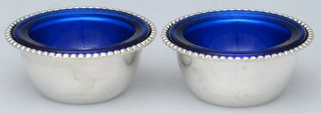 Sterling Hollowware Individual Open Salt with Cobalt Liner - Set of 2