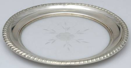 Sterling Hollowware Crystal Lemon Dish with Sterling Rim
