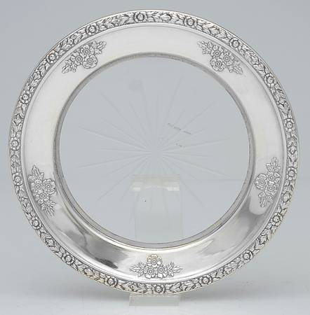 Sterling Hollowware Crystal Lemon Dish with Sterling Rim