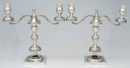 Sterling Hollowware Pair of 10" 3 Light Candelabra