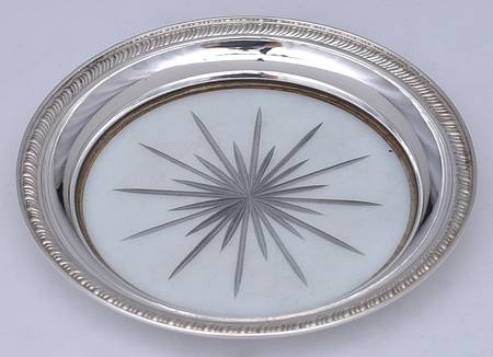 Sterling Hollowware Crystal Wine Coaster with Sterling Lip